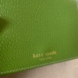 kate spade Lime Green Leather Wallet with Gold Logo